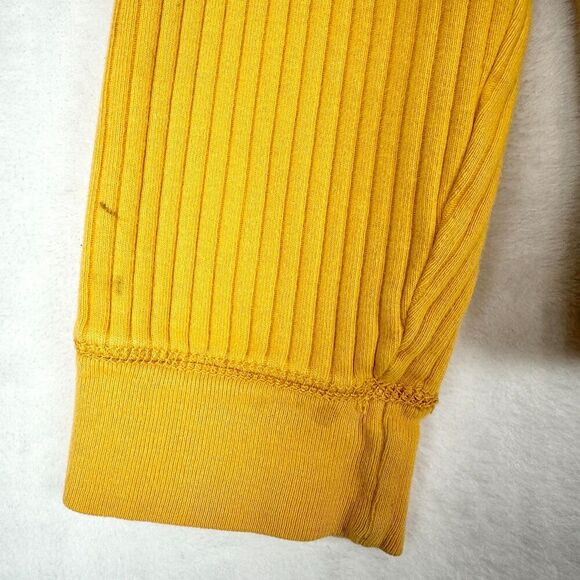 Vintage Abercrombie & Fitch Y2K Muscle Ribbed Sweater Size Large Yellow V-Neck - Picture 7 of 9